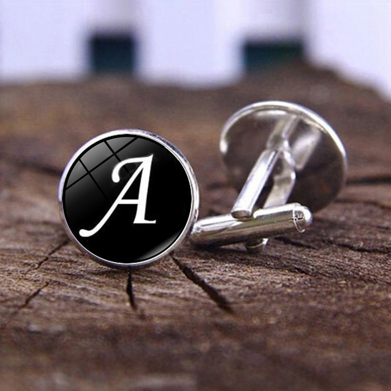 26 English Alphabet Time Gem Cufflinks Men's Cross-border New Fashion Button French Shirt Cuff Cuff Stud