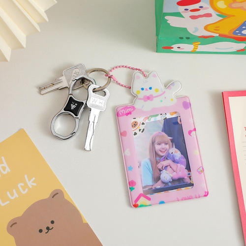 Korean version of Cartoon Cat Goo Ka Card Holder Cute Girl Three-Inch Polaroid Photo Storage Bag Small Card Card Bag Pendant