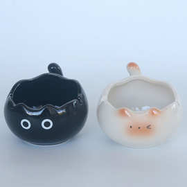 烟灰缸芒果大蒜蒸笼小猫咪客厅防灰尘带盖办公ins风陶瓷烟灰器