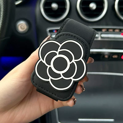 visor storage clip, creative | Car Glasses Clip/Bill Clip - camellia-black-glasses-clip