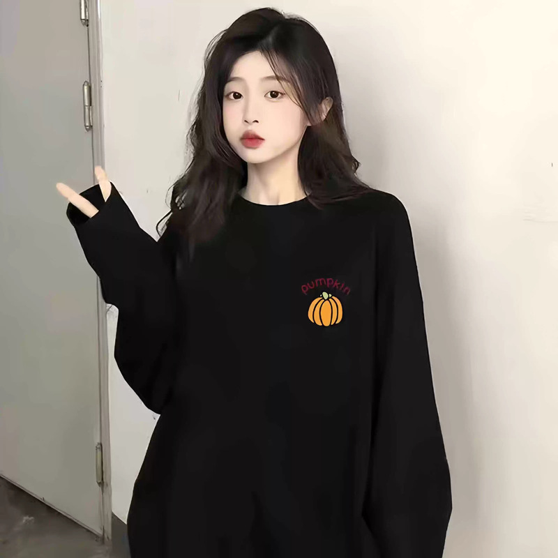 Heavyweight Fleece Crew Neck Sweatshirt for Women, Spring, Autumn, Winter, Couple Style, Simple Design, Loose Fit, Versatile, Warm, Trendy Brand Top