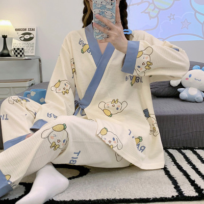 Pajama female confinement 2023 Spring new pattern Month of service Waffle suit pregnant woman lactation Pregnancy