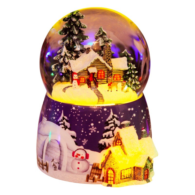 Caja de música navideña con forma de casa de nieve, bola de nieve luminosa recargable eléctrica, caja de música con bluetooth, regalo de Navidad