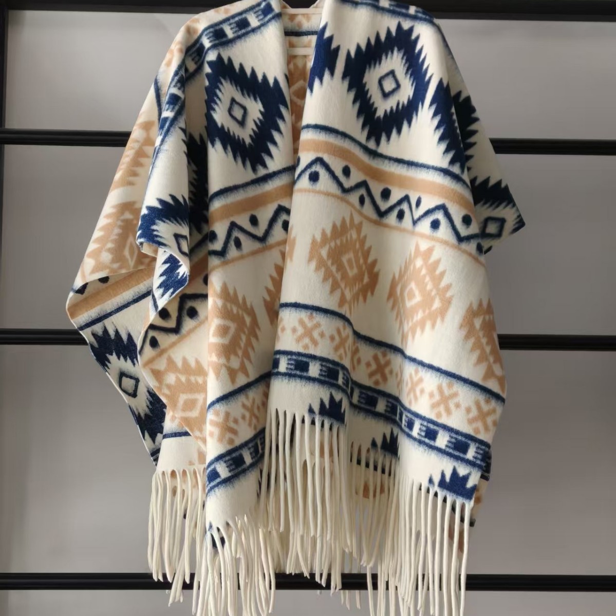 16 Yunnan ethnic style faux cashmere shawl for women, thickened for autumn and winter, warm with tassels, versatile cape-style outer scarf