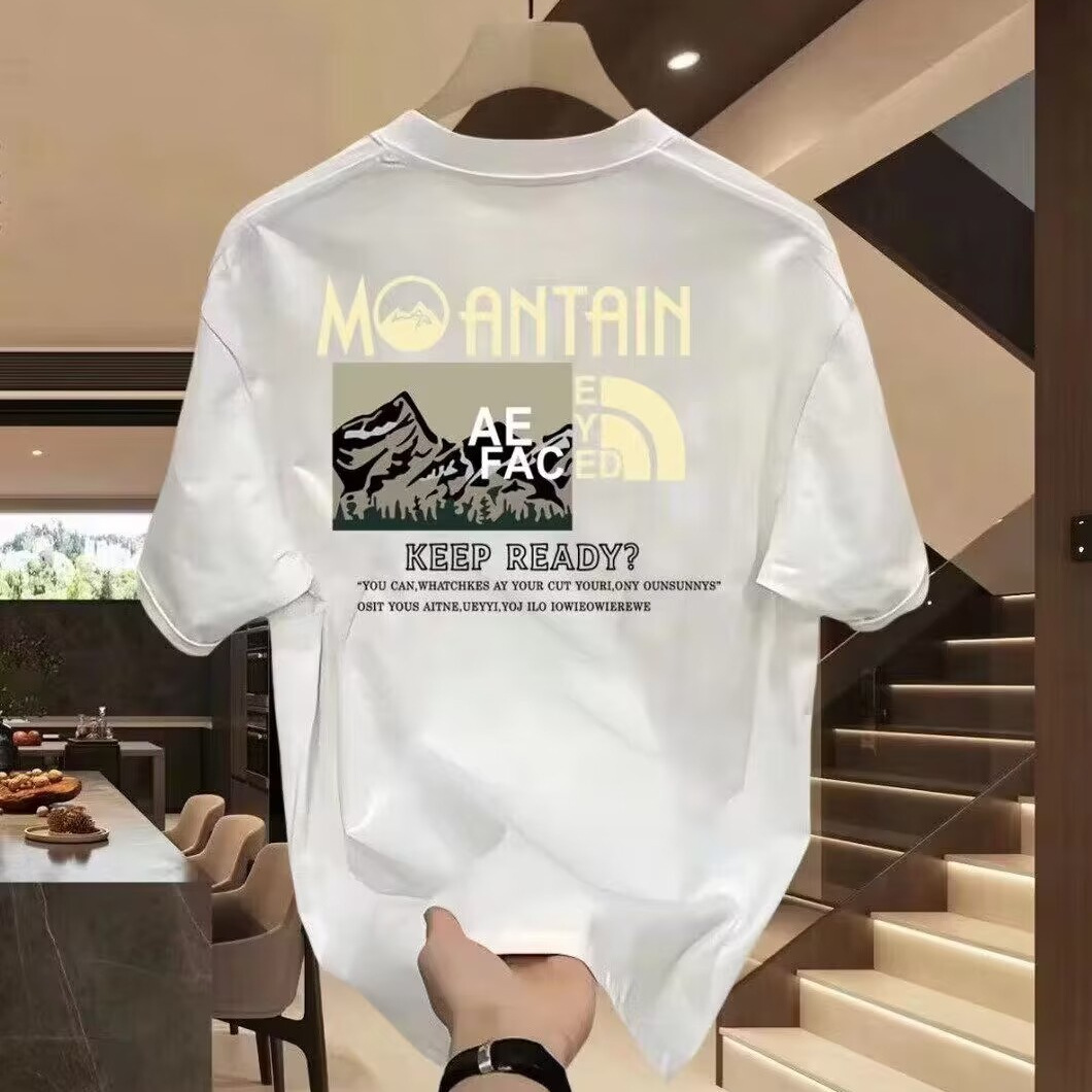 Summer 2025 New T-shirt Trendy Brand Cyber Celebrity Short-sleeved Men's Ins Loose Heavy-weight Round Neck Plankton Handsome Top Trendy T-shirt