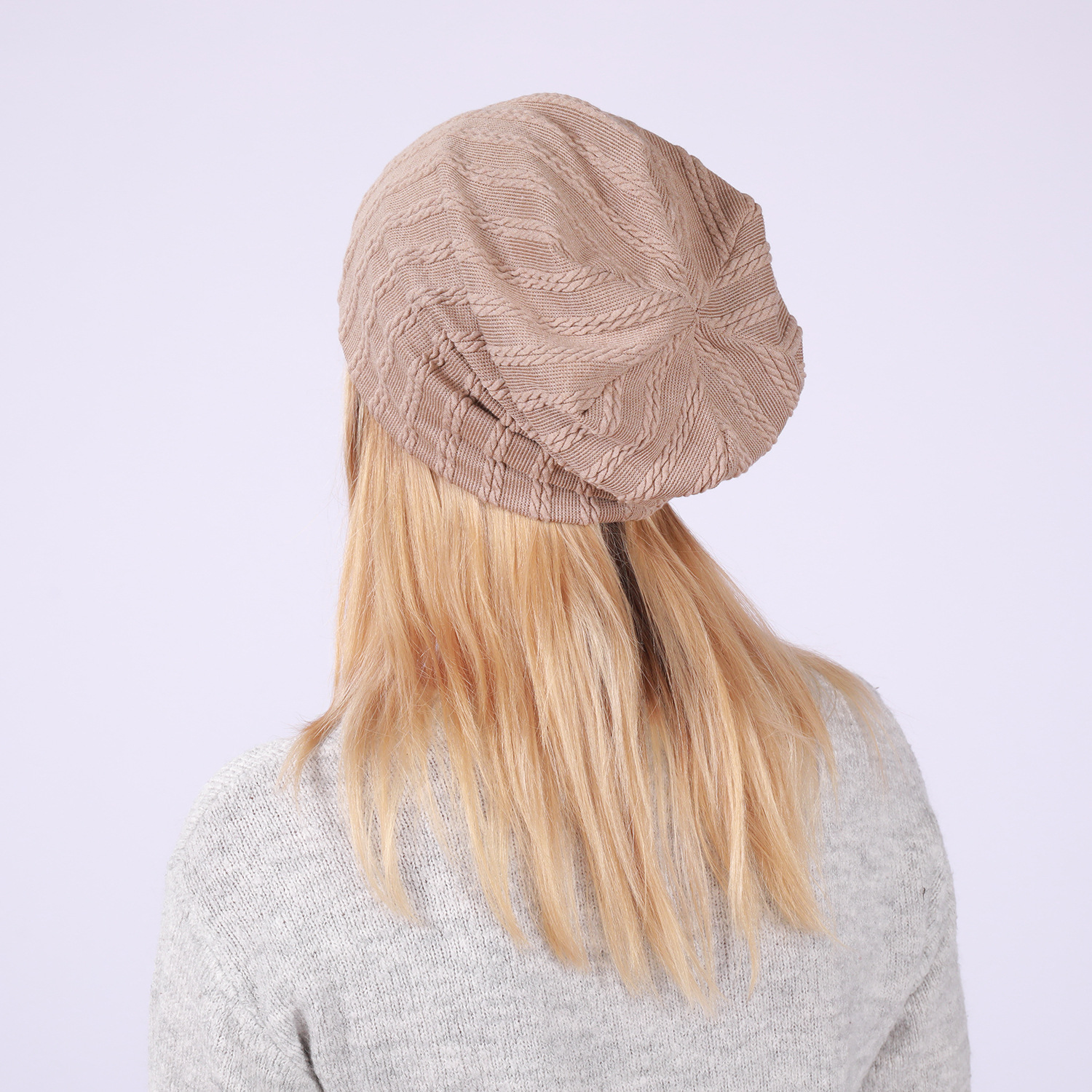 Pullover modello lino da donna nuovo uomo primavera e autunno sottile doppio strato copricapo panno di cotone tinta unita cappello in pile_voghion.com