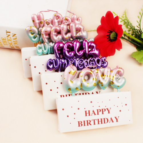 New mermaid warm English letters love happy birthday candle party supplies card cake candle