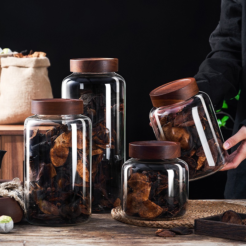 Glass Sealed Jar Household Tea Storage Storage Jar Large Capacity Tangerine Peel Jar Special Storage Jar Stackable