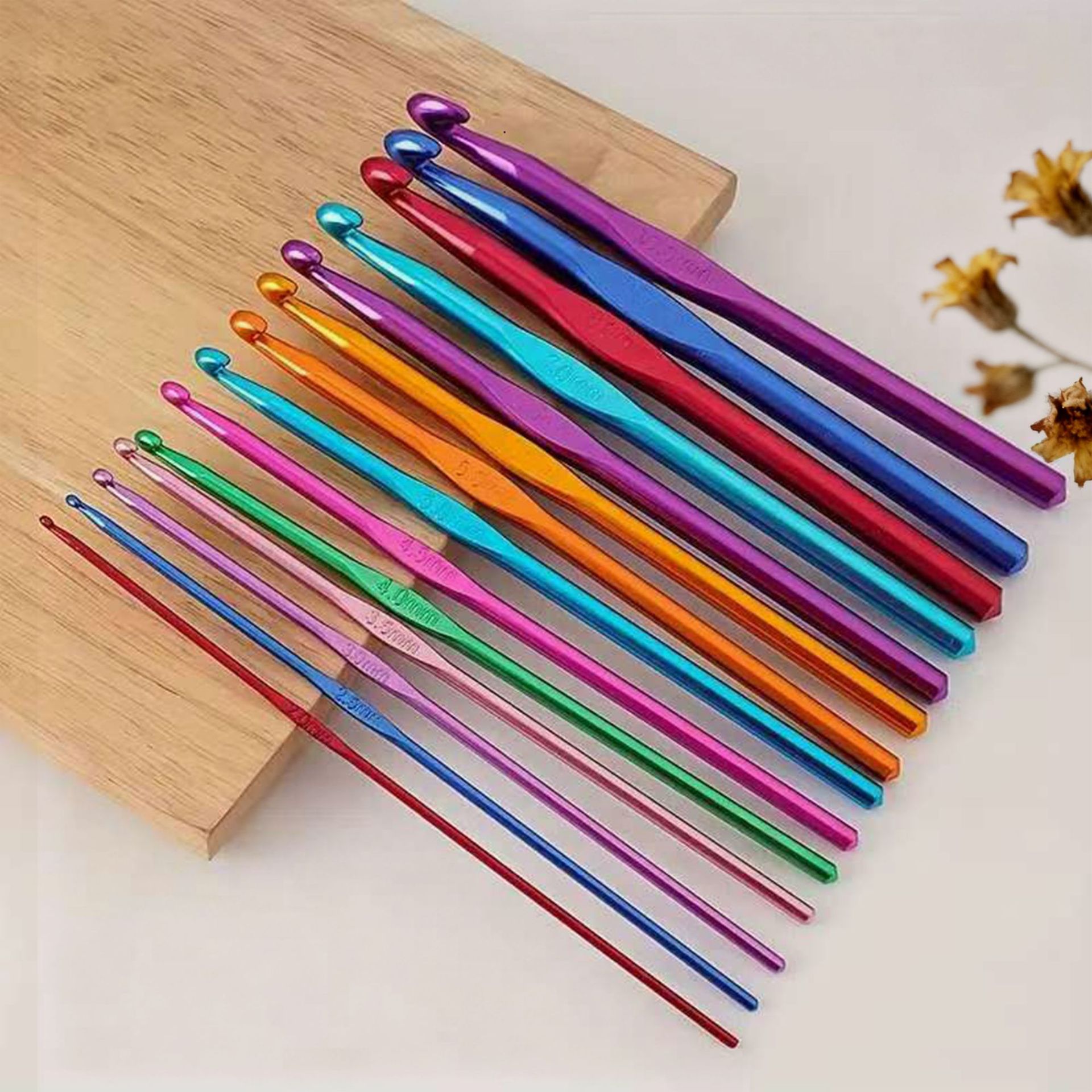 钩针工具套装 彩色氧化铝单头编织钩针 DIY织毛衣手工毛线勾针