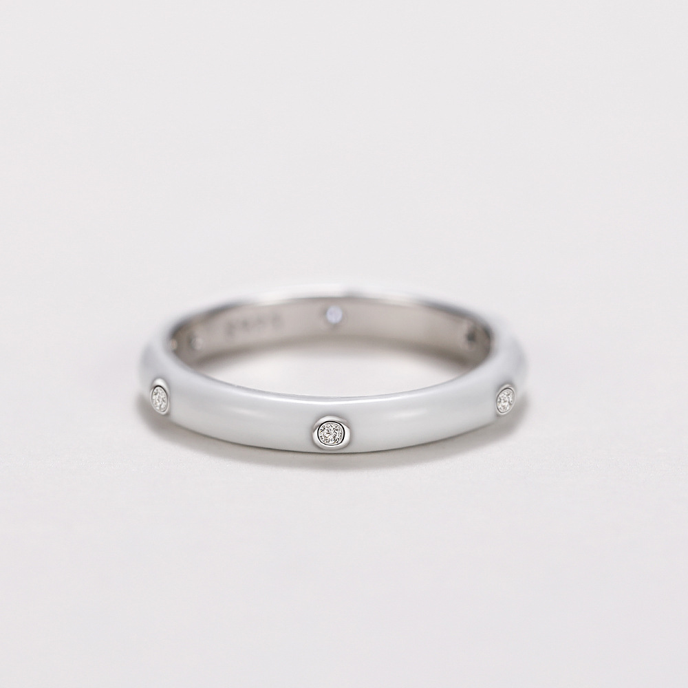 Cao Shi's Summer New INS Style Enamel Dropping Oil Rainbow Color Ring Finger Minimalist Versatile Zircon Ring_voghion.com