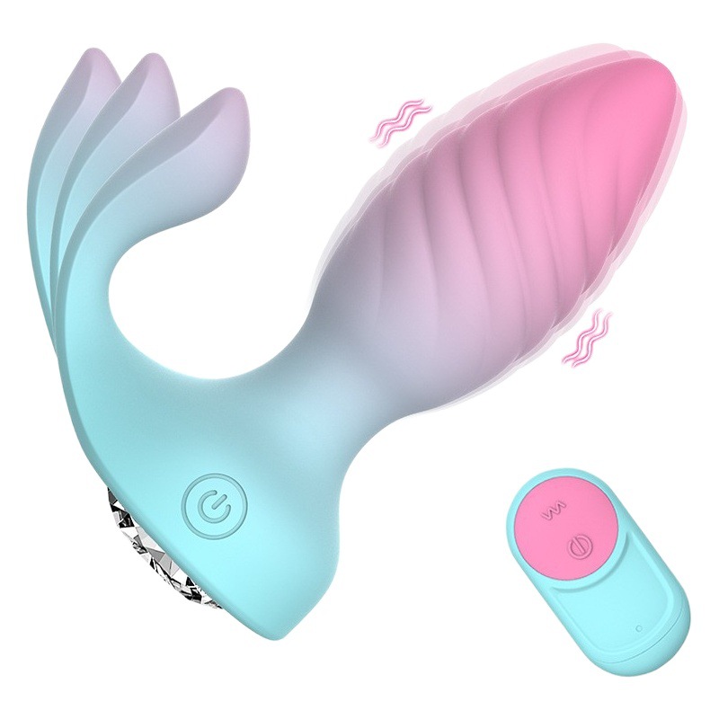 IPHISI control remoto de Diamantes plug anal gradiente de color desgaste anal plug vibrador estimulador del clítoris juguetes anales