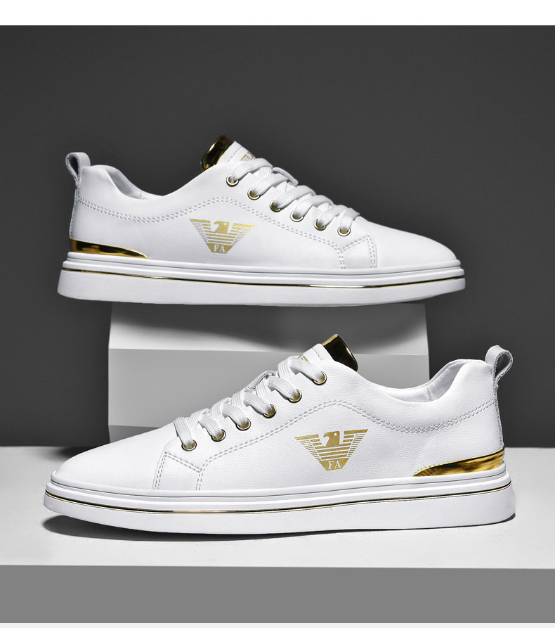Giày sneaker nam da thật thoáng khí, đế bệt cổ thấp, dáng thời trang — FA2800 màu trắng, FA2800 màu đen, K2800 trắng, K2800 đen chi tiết 5