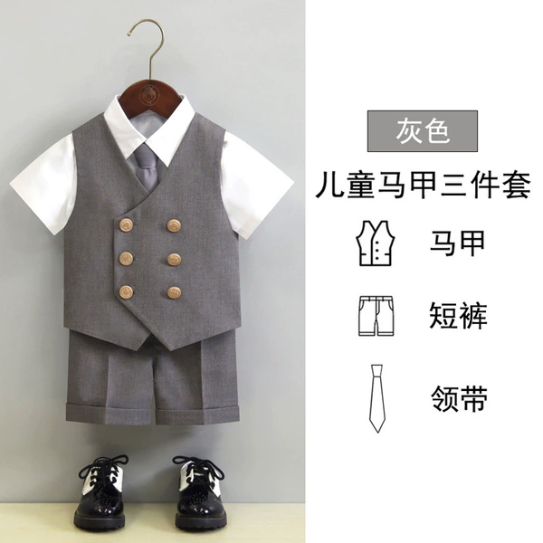 Gray: vest + shorts + gray tie