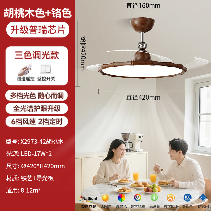 隐形风扇灯2025新款吊扇灯客厅简约餐厅卧室房间一体带电风扇灯具|undefined