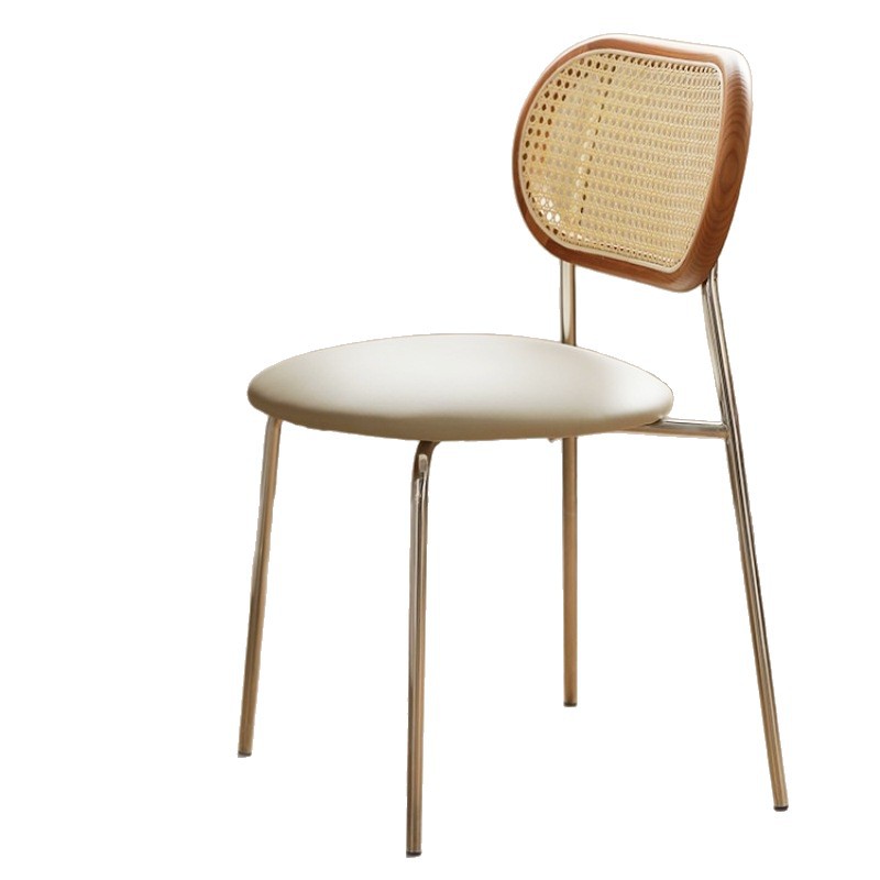 Silla de comedor de caña nórdica diseñador de hogar minimalista de lujo ligero golpe antiguo silla de comedor de madera roja en línea