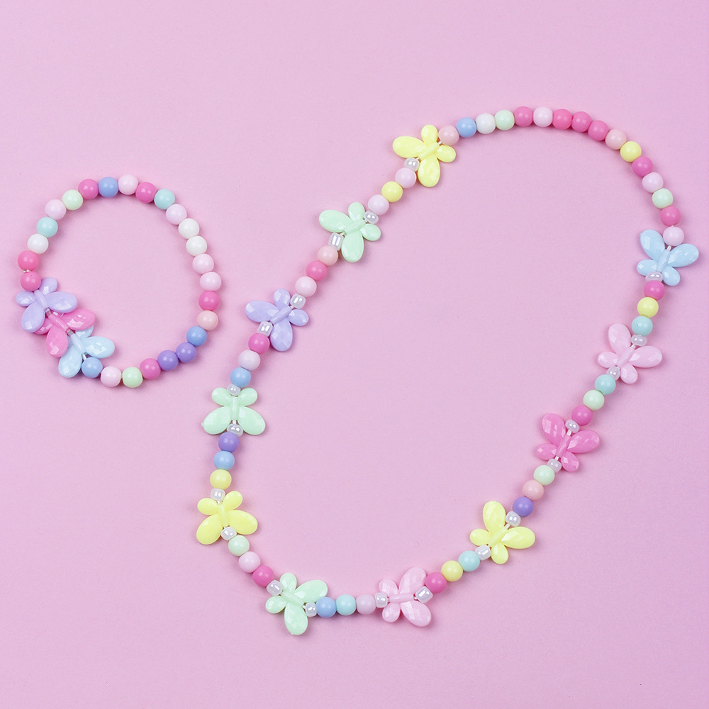 Korean Style Butterfly Plastic Beaded Bracelets Necklace