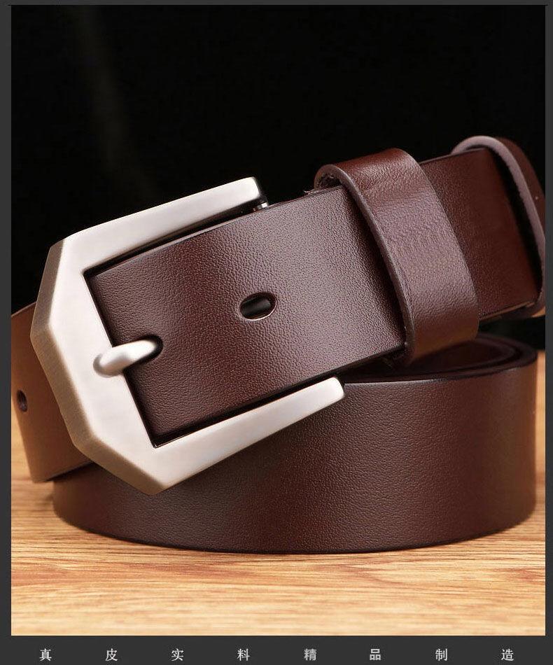 Men's Simple Handmade Cowhide Belt, Needle Buckle, Genuine Leather Belt, Business Versatile Belt, Middle and Young Men_voghion.com