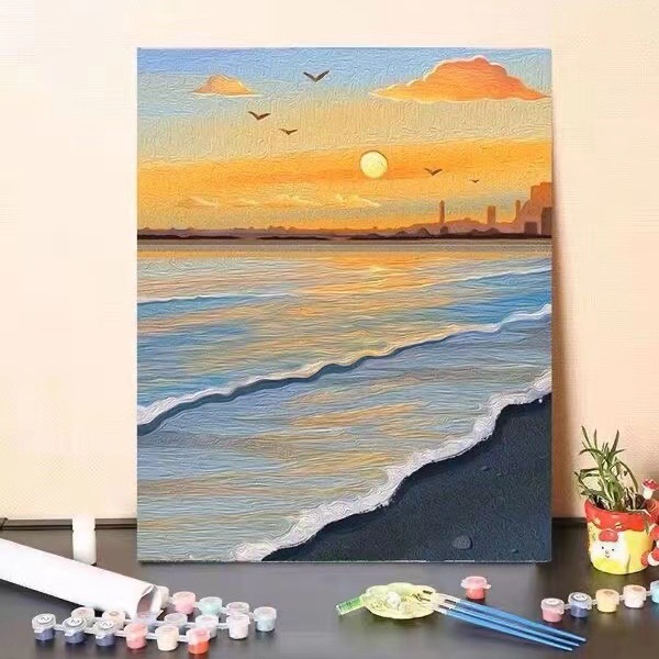 Bricolaje pintura al óleo digital paisaje pintado a mano acrílico pintado pintura decorativa fresco alto aspecto nicho de alta gama