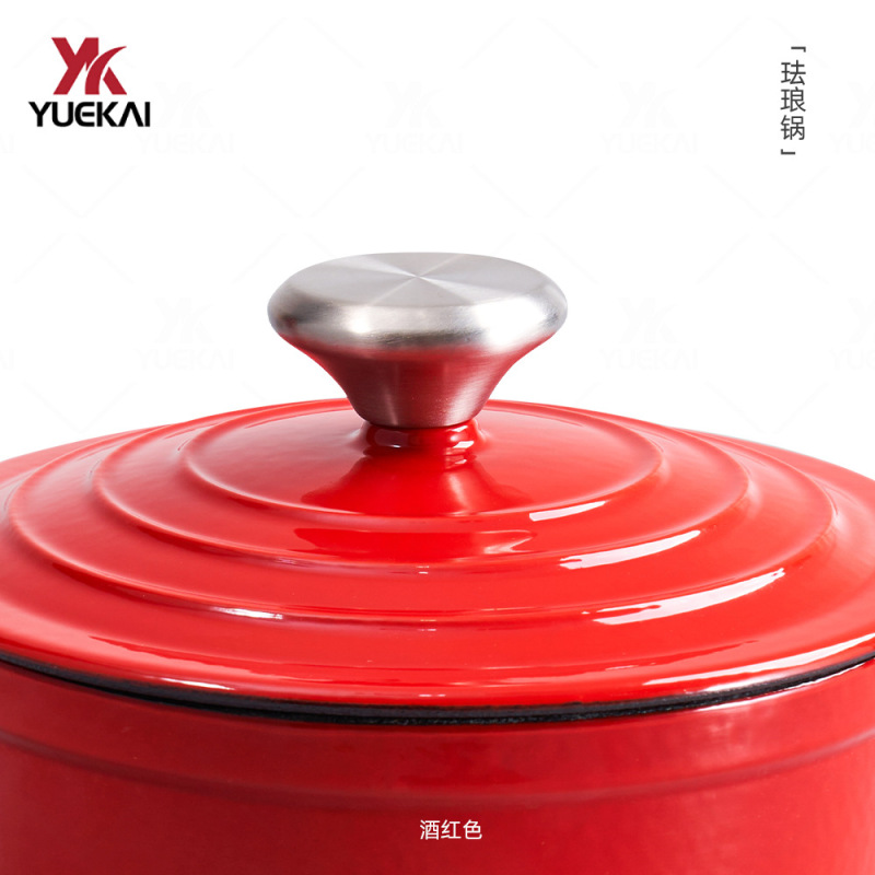 月凱エナメル鋳鉄鍋中国式蒸煮煮込み家庭用無粘スープ鍋卸売りcast iron pot|undefined