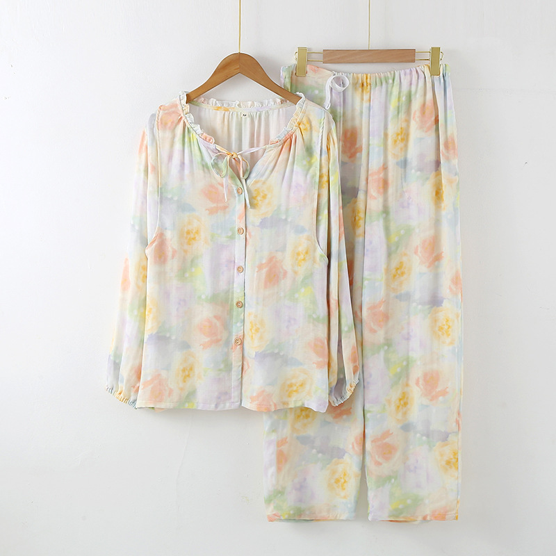 2024 New Bamboo Fiber Loose Breathable Sweat Absorbing Comfortable Cute Sweet Maternity Dress with Chest Pad