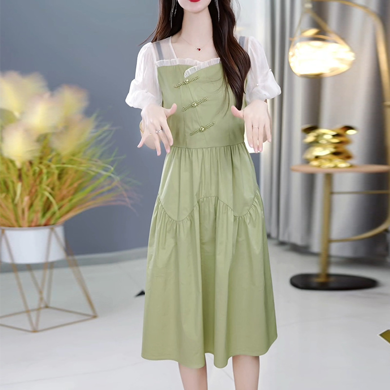 Temperament Socialite Color-matching Women's Dress dress Women's Modern Literary Fresh 2024 Summer New Style Temperament Socialite Color-matching Women's Dress dress Women's Modern Literary Fresh 2024 Summer New Style