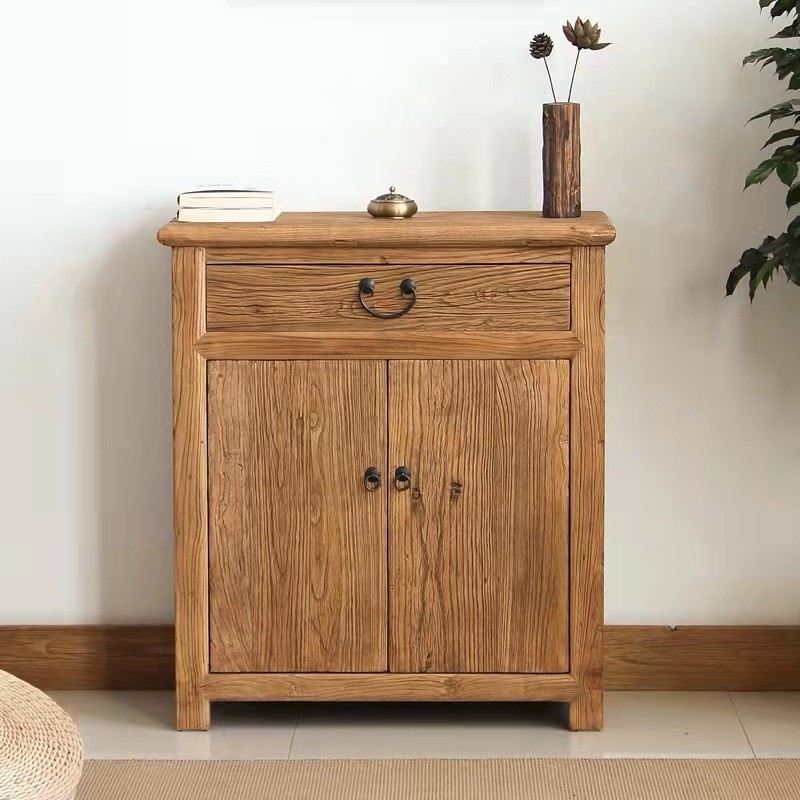 Solid Wood Storage Cabinet Old Elm Sideboard Chinese Style Wall-Mounted Dining Room Storage Cabinet Miscellaneous Cabinet Old Door Panel Household Side Cabinet