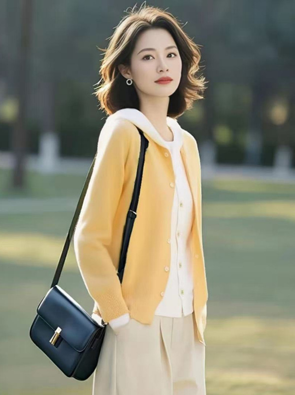 假两件拼接针织衫女装秋季粉色连帽开衫毛衣2025新款洋气长袖上衣|undefined