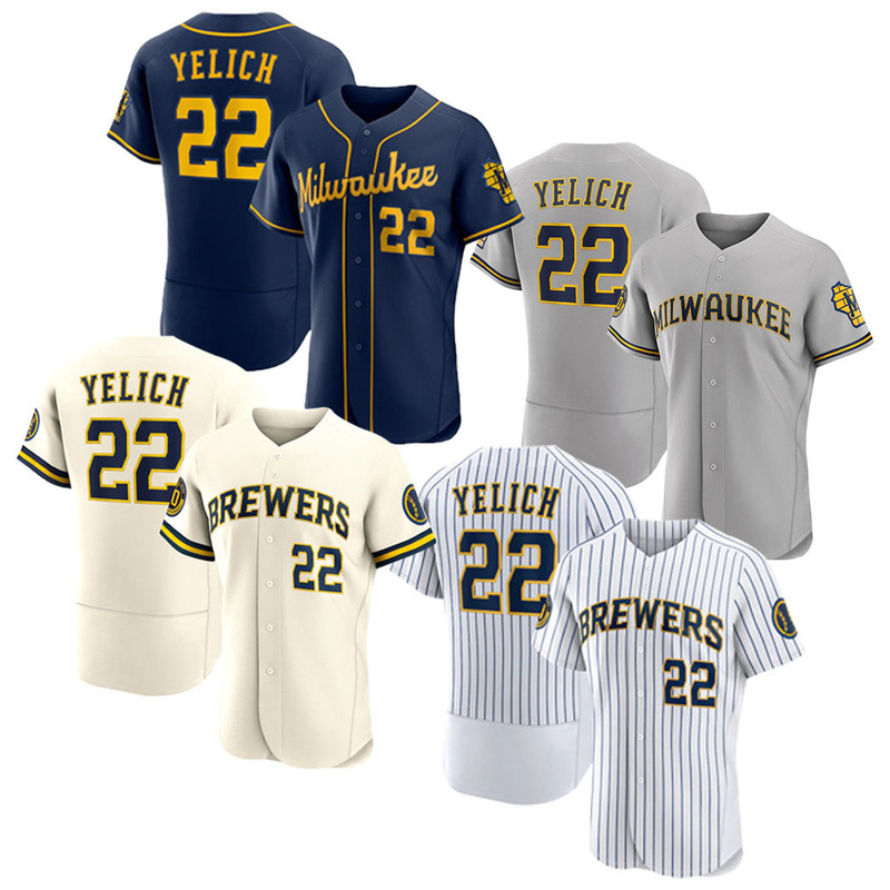 Export dropshipping baseball jersey, short sleeve embroidered MLB Milwaukee Brewers 22 # YELICH and other sports team uniforms Export dropshipping baseball jersey, short sleeve embroidered MLB Milwaukee Brewers 22 # YELICH and other sports team uniforms