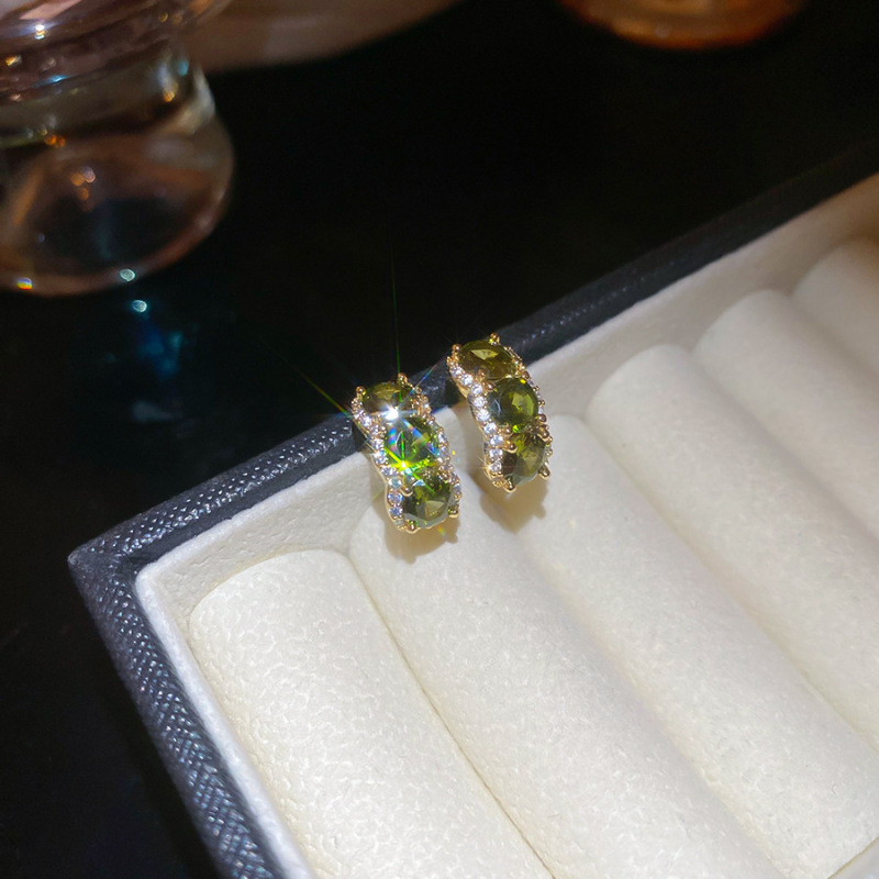 银针祖母绿镶钻蝴蝶锆石水滴流苏耳环轻奢高级感耳钉时尚百搭耳饰|undefined