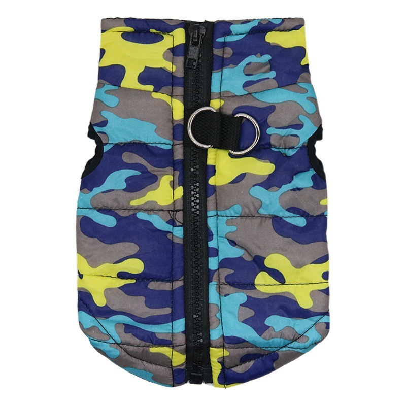 Ropa para mascotas invierno espesado perro ropa otoño e invierno nuevo algodón acolchado chaqueta chaleco multi-color impermeable cálido comercio exterior