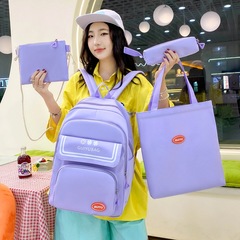 新款學院風休閒背包多隔層輕便初高中學生書包大容量純色雙肩包