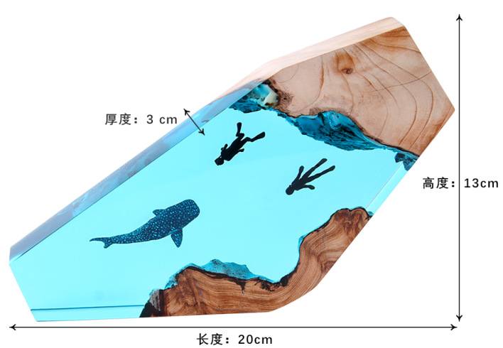 Ocean Whale Diver Shipwreck Desktop Art Ornament Solid Wood Resin Night Light Gift Lighting Led Led Lamp