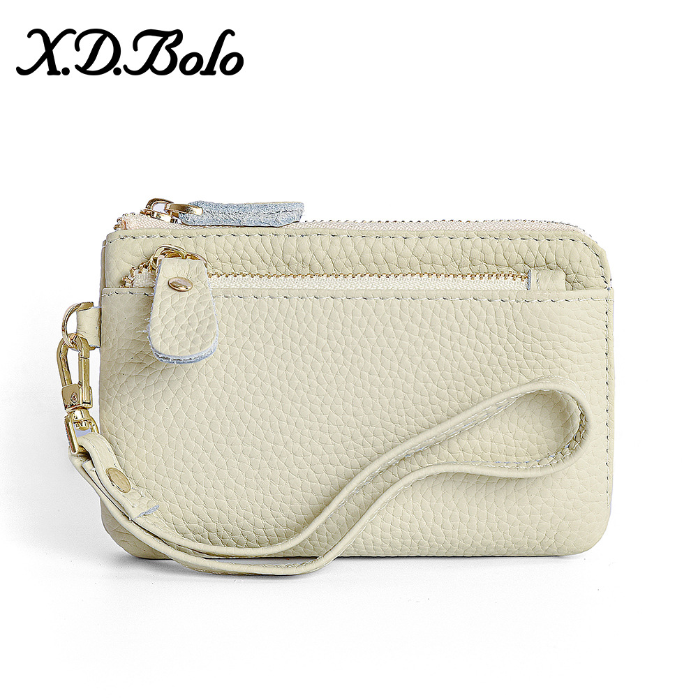 Japan And Europe Cross-border Leather Women's Wallet 2022 Simple Zipper Coin Bag Keychain Hand Carry Coin Purse