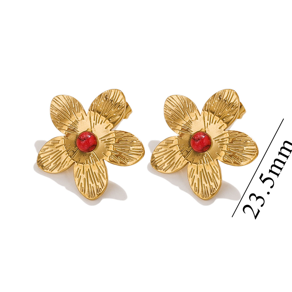 1 Pair Vintage Style Simple Style Flower Inlay 304 Stainless Steel Turquoise Ear Studs display picture 6