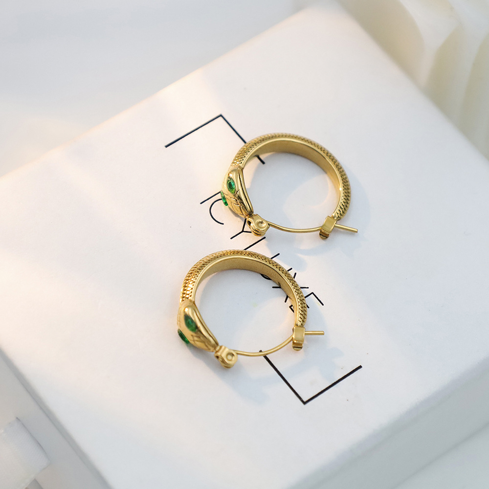 1 Pair Vintage Style Snake Plating Titanium Steel Hoop Earrings display picture 7