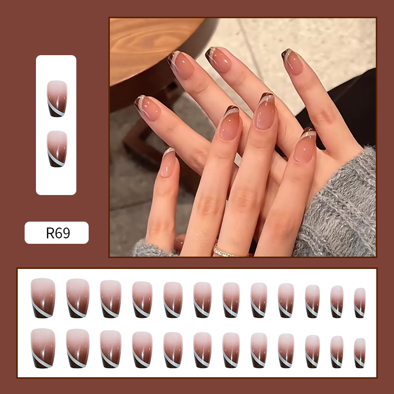 Use parche de uñas pegatina de uñas de dibujos animados corto parche de uñas falso desmontable terminado rubor parche de uñas