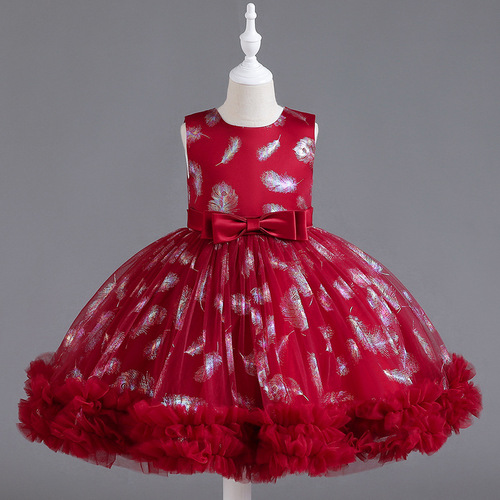 Girls dress short mesh tutu dress sleeveless princess dress cake dress bow performance dress flower girl dress