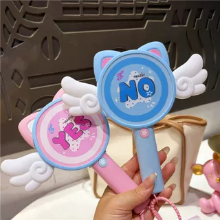 网红趣味猫耳朵YES和NO双面解压发声举牌钥匙扣挂件情侣包包挂饰