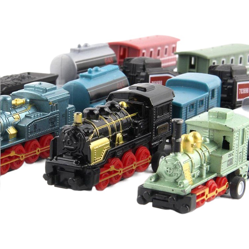 Comercio exterior Venta caliente simulación retro tren de vapor tire del coche de aleación de los niños modelo de tren de coche adornos de juguete