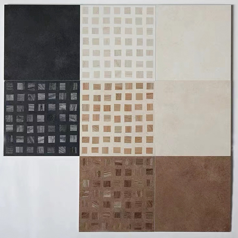 Mid-ancient style all-ceramic floor tile 300 × 300 bathroom kitchen bathroom wood grain lattice tile balcony matt wall tile
