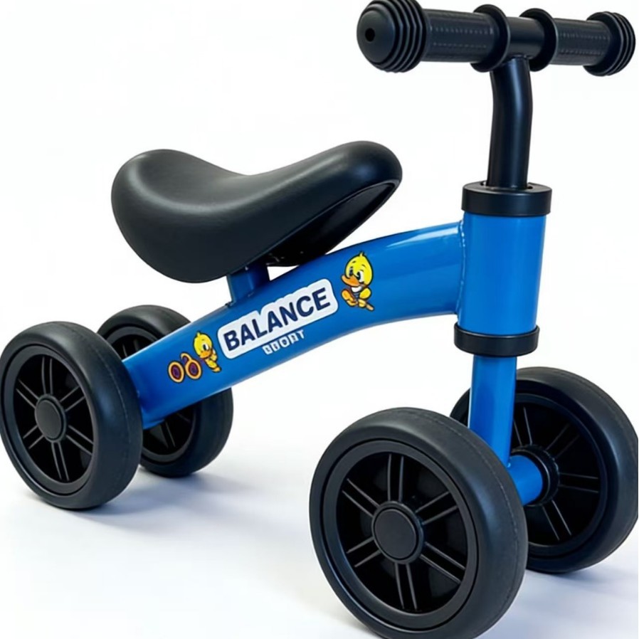 Coche de Equilibrio Infantil sin Pedales de Acero al Carbono de 4 Ruedas para Niños de 4 a 6 Años