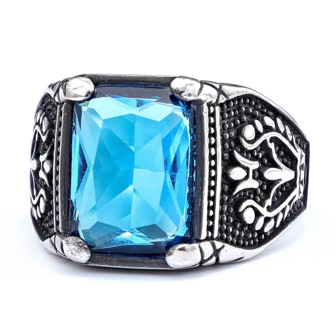 Anillos apilables retro de tulipán con gemas, de acero inoxidable, que no se oxidan, joyería de moda, venta al por mayor, estilo nórdico, superventas transfronterizo.