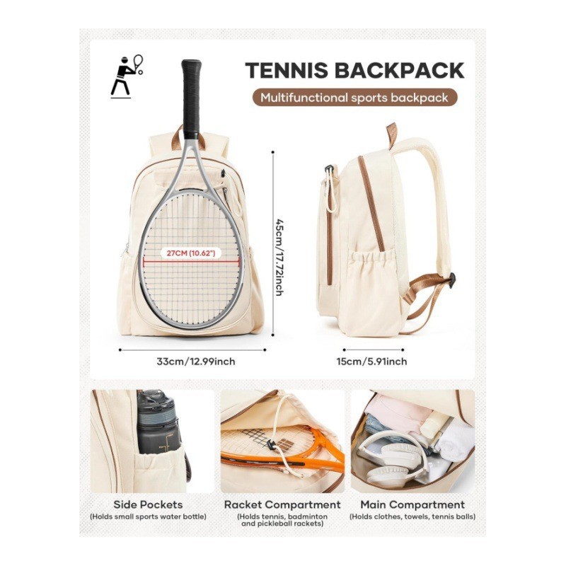 Amazon en stock Mochila de tenis mochila de tenis de damas mochila de pelota de tenis mochila de hombre mochila de entrenamiento a prueba de goteo