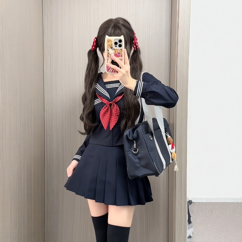 Japanese Sailor Uniform Jk Uniform Skirt Set Basic Kanto-Style Full Set