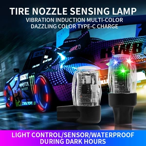 Motorcycle car valve light sense hot wheel rechargeable vibration flash burst flash decorative tire valve light