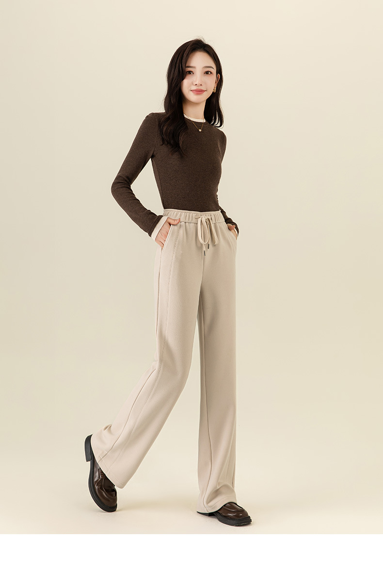 Quần culottes nữ ống rộng lưng thun dáng suông mềm mại — Màu be chi tiết 20