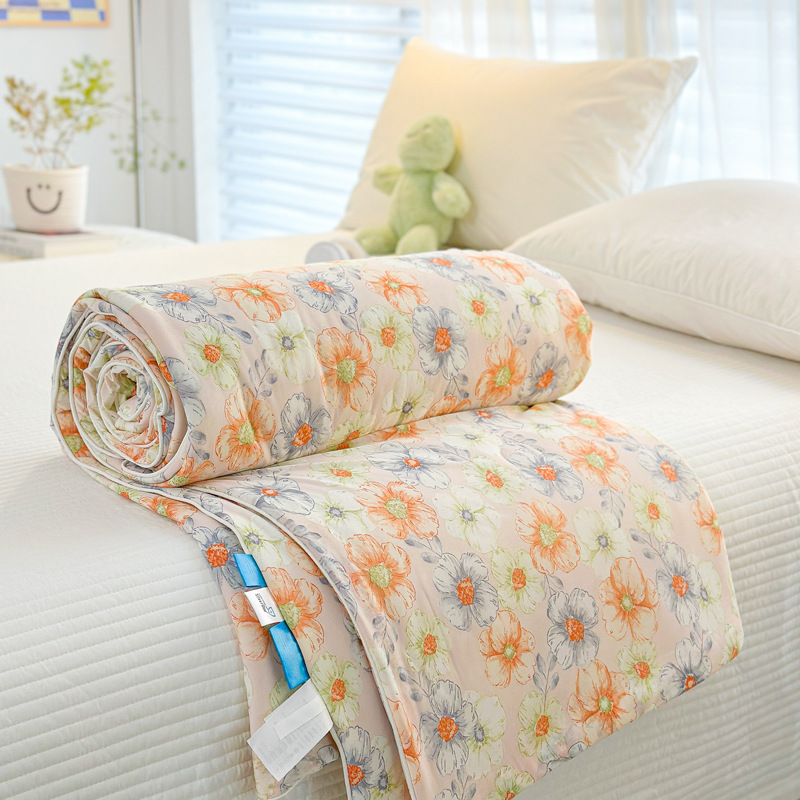 Sensación fresca de verano, seda helada, edredón fresco de verano, edredón de aire acondicionado, edredón delgado doble, dormitorio de estudiantes, edredón de verano, lavable a máquina