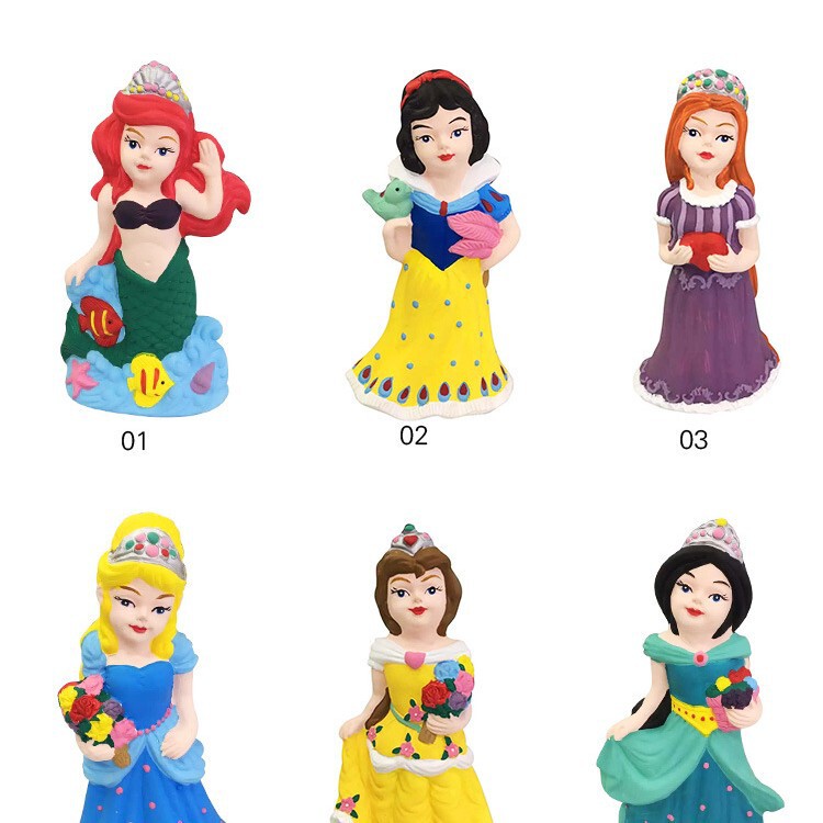New Large-Sized Princess Series Low-Temperature Ceramic White Doll for Painting, Children's Cartoon Toys Wholesale Cross-Border