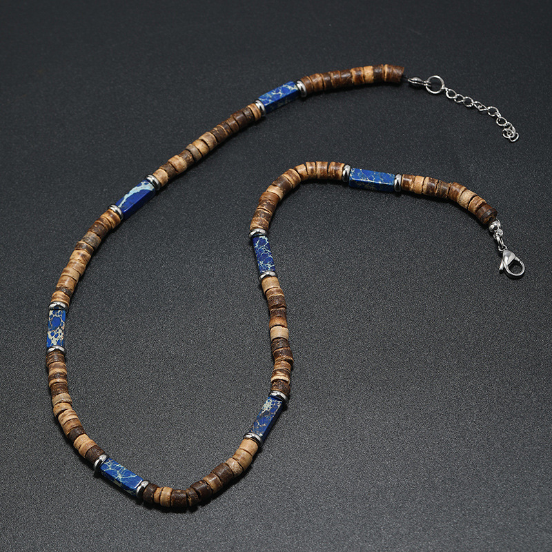 Beaded Design Ethnic Style Geometric Alloy Natural Stone Coconut Shell Beaded Men's Necklace