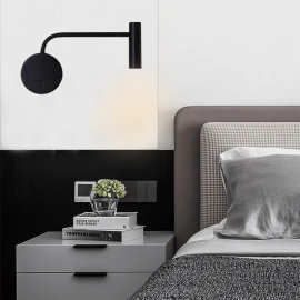 北欧简约酒店工程卧室床头圆形明装LED阅读小壁灯带开关旋转射灯